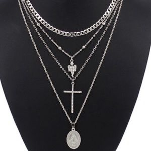 Silver layered necklace set